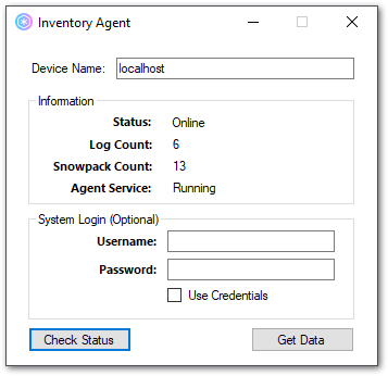 Snow Log Collector Inventory Agent View