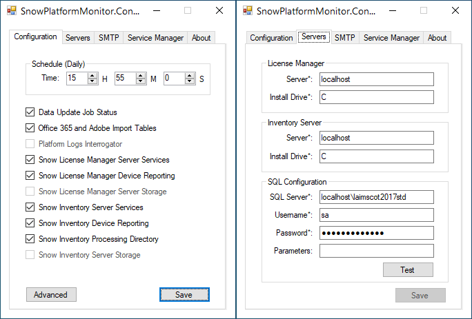 SPM Configuration Screen