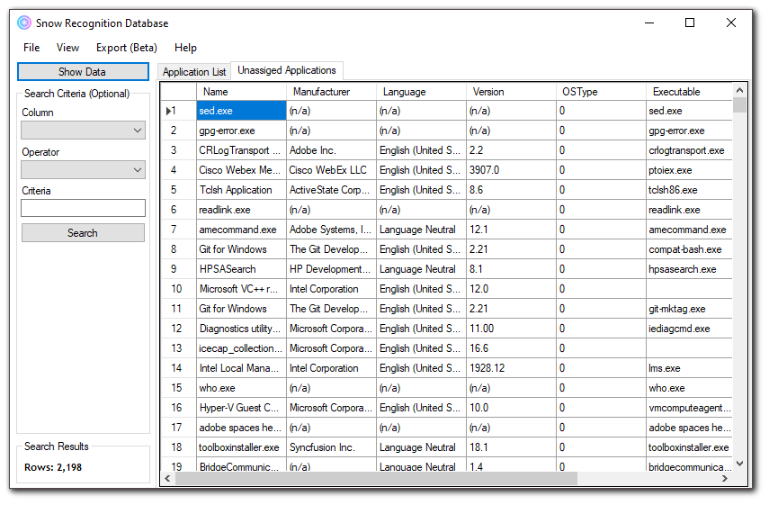Snow Recognition Database Unassigned View