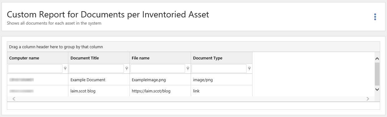 Screenshot of Report output in Snow License Manager