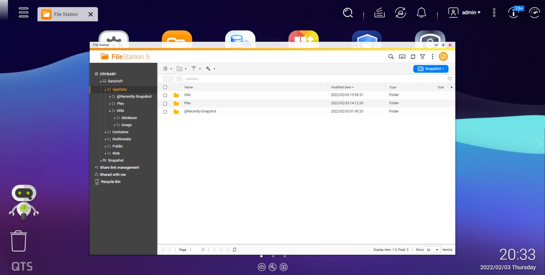 Screenshot of File Station on QTS 5.0