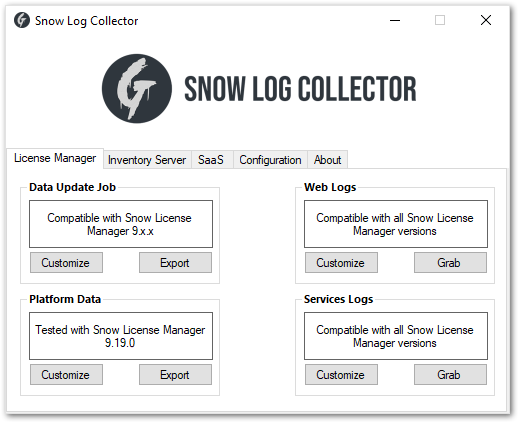Snow Log Collector LicenseManagerTab