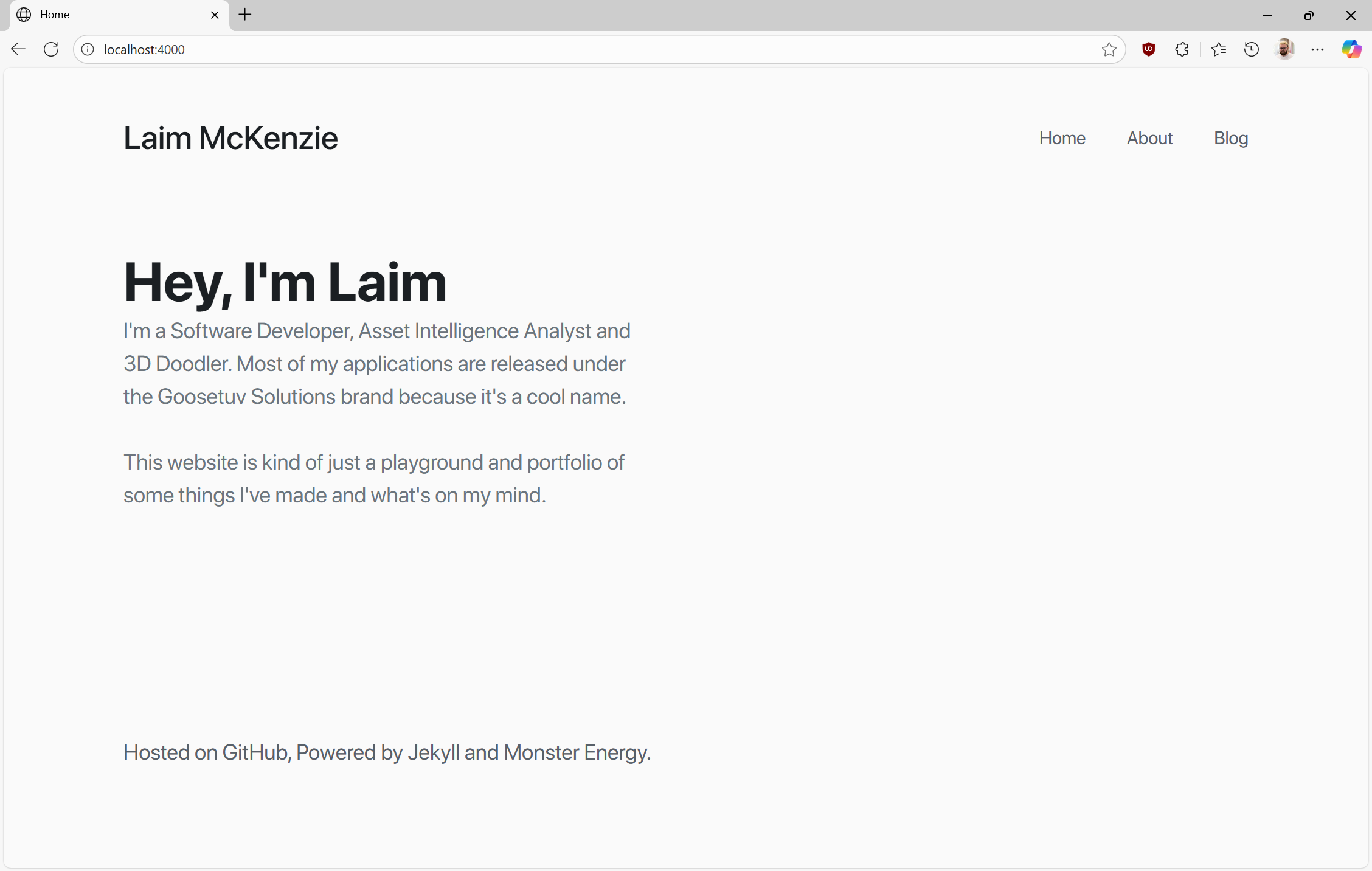 Screenshot of Webpage version 0.0