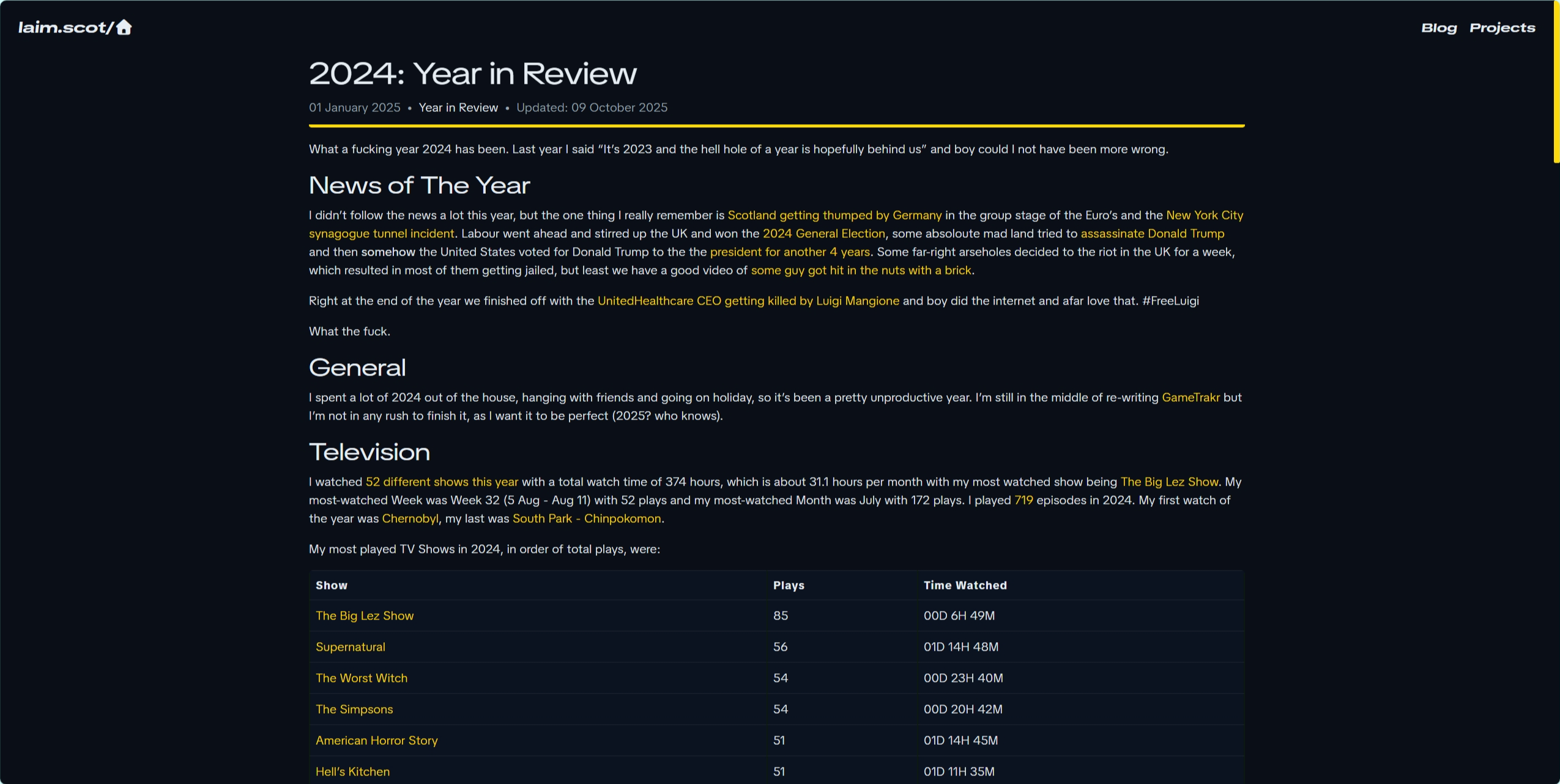 Screenshot of Webpage version 2.5